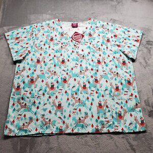Divine Curves V-neck Top Reindeers and Owls Holiday Mint Green 2 Pckts Wmn Sz 3x